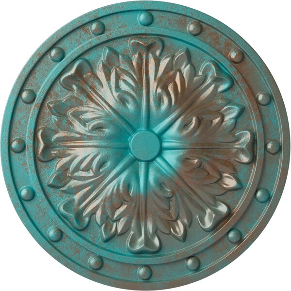 Ekena Millwork Foster Acanthus Leaf Medallion (Canopies up to 2 1/4"), 20 1/2"OD x 1 1/2"P, Copper Green Patina CM20FOCGS - main